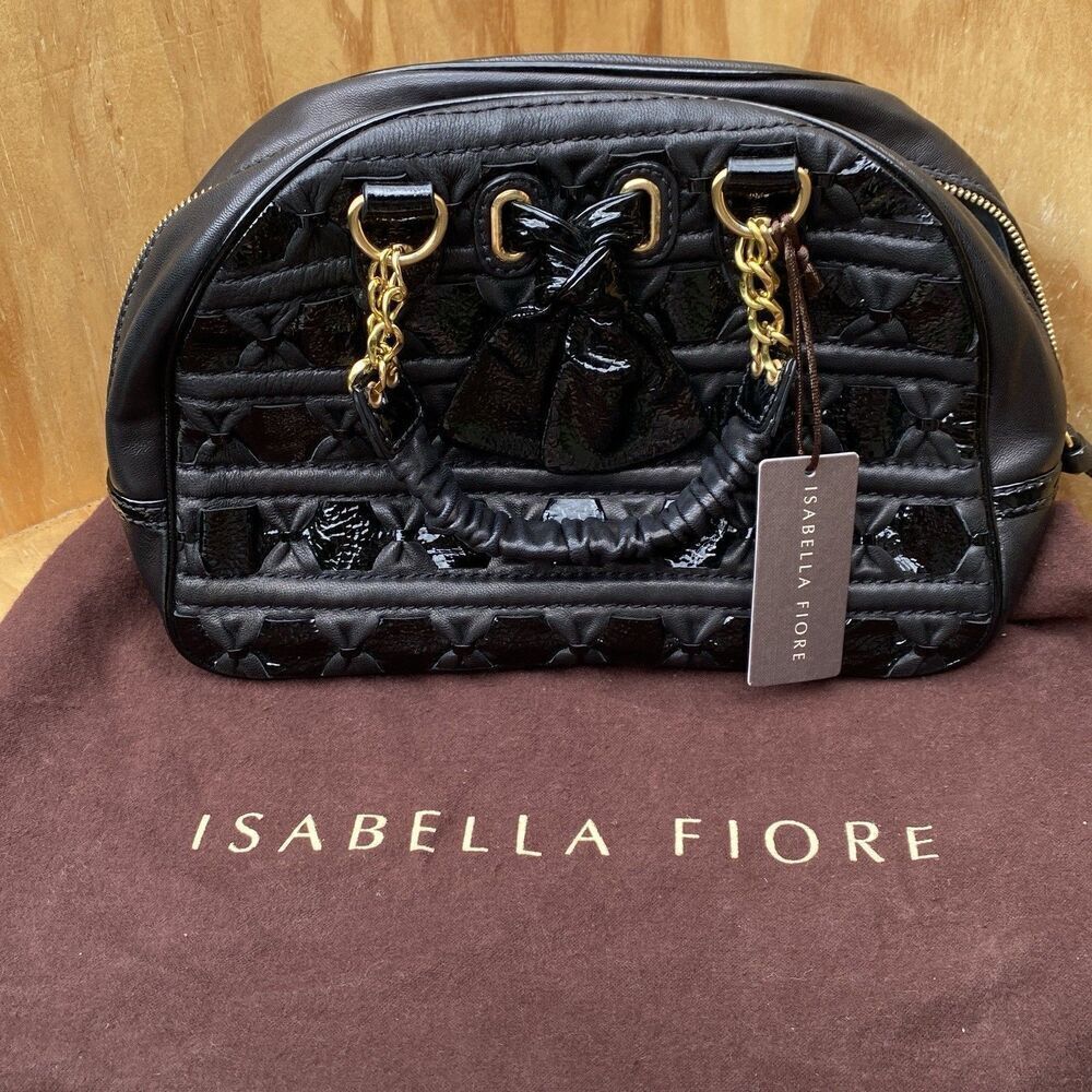 ISABELLA FIORE ‘A PINCH SASY’ LIMITED ED. BLACK LEATHER SATCHEL NWT MSRP $425